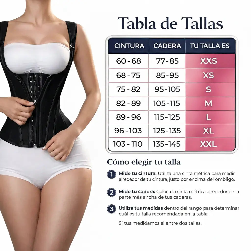 CurvaBella™ Chaleco Extremo tipo corsé con 9 Varillas.