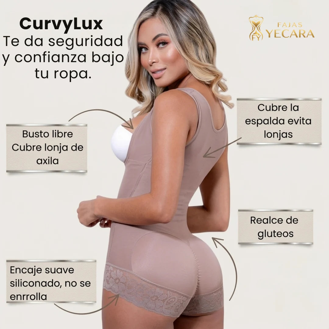 CurvyLux Faja Cachetero Tira Ancha- Alta Compresión.
